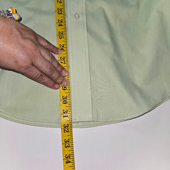 Croft & Barrow Shirt Men Medium Green Button Front Long Sleeve Casual Dress Top - Picture 8 of 8